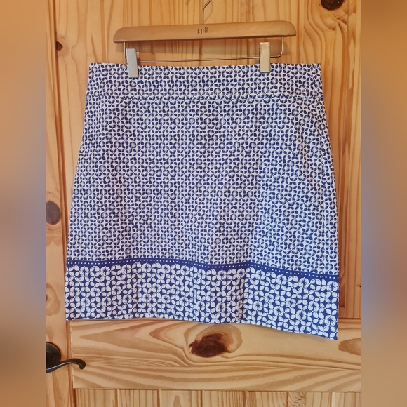 Talbots Skirt Back Zipper Classic Print Periwinkle White Casual Like New 14 - Picture 4 of 4